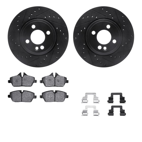 Dynamic Friction Co 8512-32006, Rotors-Drilled and Slotted-Black w/ 5000 Advanced Brake Pads incl. Hardware, Zinc Coated 8512-32006